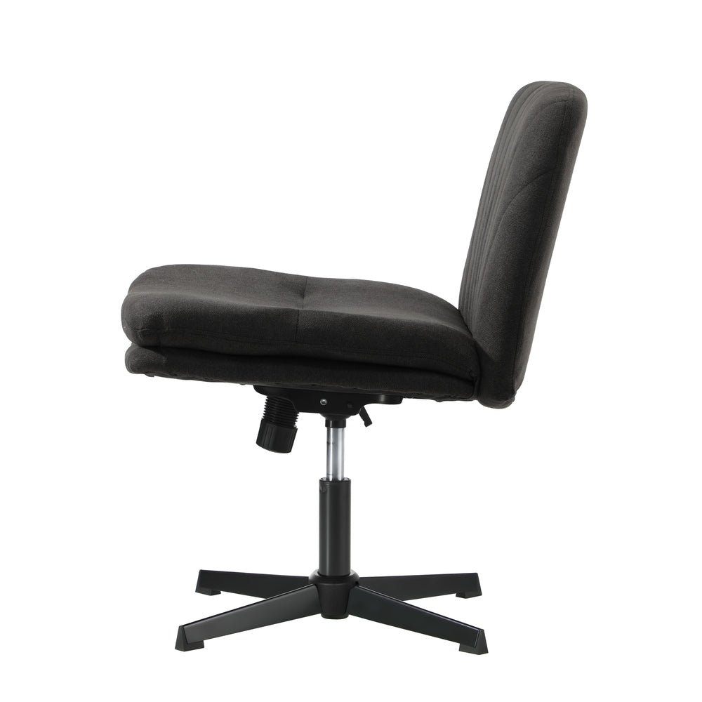 Oikiture Armless Office Chair Wide Seat Linen Charcoal No Wheels