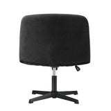 Oikiture Armless Office Chair Wide Seat Linen Charcoal No Wheels