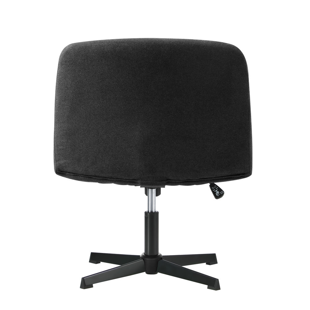 Oikiture Armless Office Chair Wide Seat Linen Charcoal No Wheels