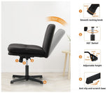Oikiture Armless Office Chair Wide Seat Linen Charcoal No Wheels
