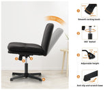 Oikiture Armless Office Chair Wide Seat Linen Charcoal No Wheels - Top-Down View