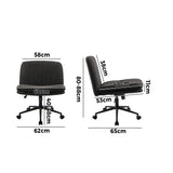 Oikiture Armless Office Chair Wide Seat Linen with Wheels Charcoal