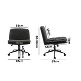 Oikiture Armless Office Chair Wide Seat Linen with Wheels Charcoal - Close-Up Angle