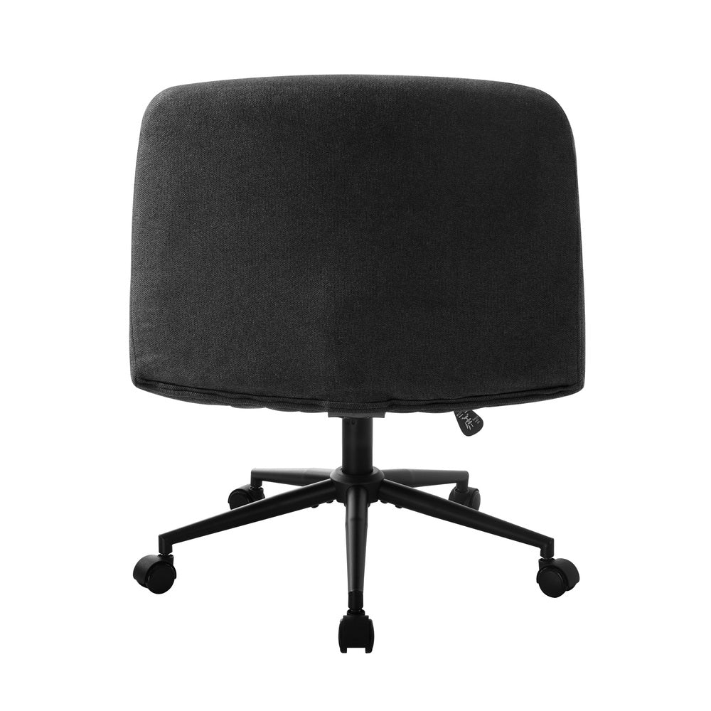 Oikiture Armless Office Chair Wide Seat Linen with Wheels Charcoal