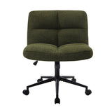 Oikiture Armless Office Chair Wide Seat with Wheels Boucle Green - Top-Down View