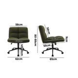 Oikiture Armless Office Chair Wide Seat with Wheels Boucle Green