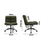 Oikiture Armless Office Chair Wide Seat with Wheels Boucle Green - Low Angle