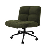 Oikiture Armless Office Chair Wide Seat with Wheels Boucle Green