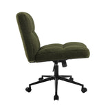 Oikiture Armless Office Chair Wide Seat with Wheels Boucle Green