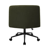 Oikiture Armless Office Chair Wide Seat with Wheels Boucle Green - Side View