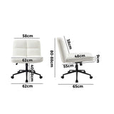 Oikiture Armless Office Chair Wide Seat with Wheels Boucle White