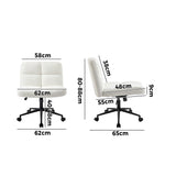 Oikiture Armless Office Chair Wide Seat with Wheels Boucle White - 45-Degree Angle