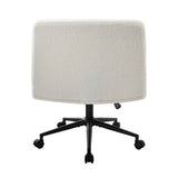 Oikiture Armless Office Chair Wide Seat with Wheels Boucle White