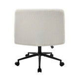 Oikiture Armless Office Chair Wide Seat with Wheels Boucle White - Side View