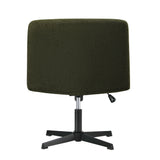 Oikiture Armless Office Chair Wide Seat No Wheels Boucle Green