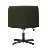 Oikiture Armless Office Chair Wide Seat No Wheels Boucle Green - Close-Up Angle