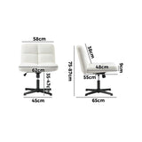 Oikiture Armless Office Chair Wide Seat No Wheels Boucle White