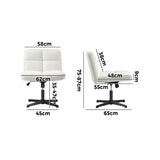 Oikiture Armless Office Chair Wide Seat No Wheels Boucle White - Top-Down View