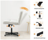 Oikiture Armless Office Chair Wide Seat No Wheels Boucle White