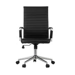 Oikiture Swivel Office Chair High Back Leather Black