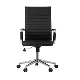 Oikiture Swivel Office Chair High Back Leather Black - 45-Degree Angle