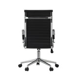 Oikiture Swivel Office Chair High Back Leather Black