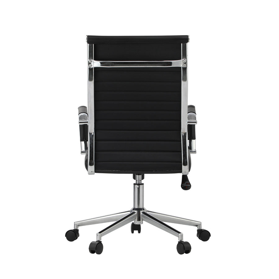 Oikiture Swivel Office Chair High Back Leather Black