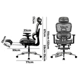 Oikiture Ergonomic Office Chair Mesh Executive Seat BK&GY - Extra Image