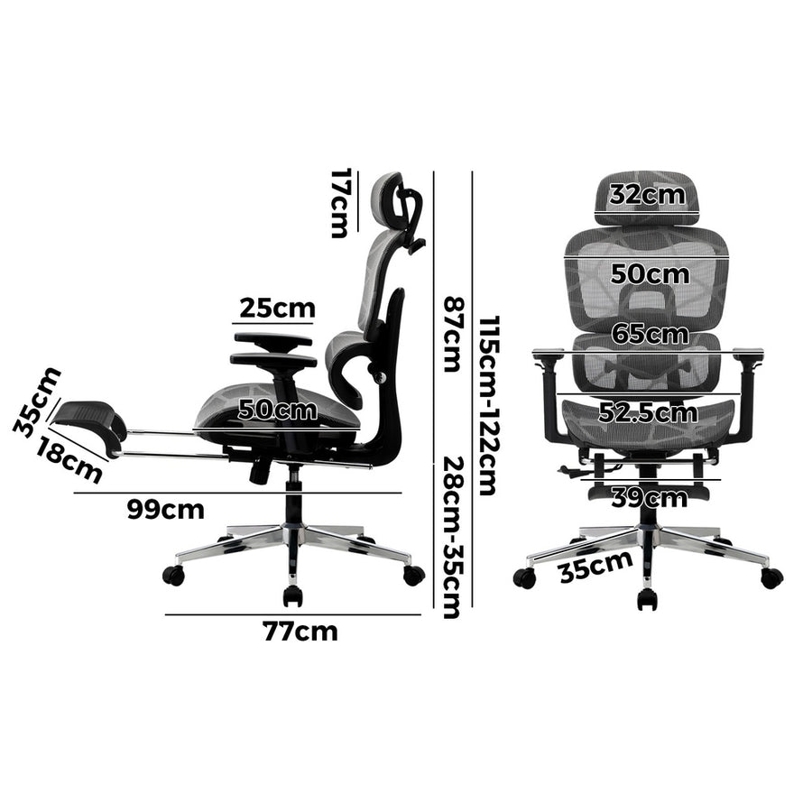 Oikiture Ergonomic Office Chair Mesh Executive Seat BK&GY