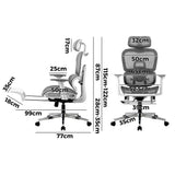 Oikiture Ergonomic Office Chair Mesh Executive Seat WH&GY - Rear View
