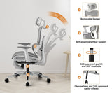 Oikiture Ergonomic Office Chair Mesh Executive Seat WH&GY - Side View
