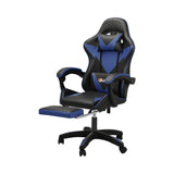 Oikiture Gaming Chair with Footrest and Massage Pillow Black&Blue - Top-Down View