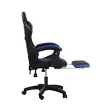 Oikiture Gaming Chair with Footrest and Massage Pillow Black&Blue