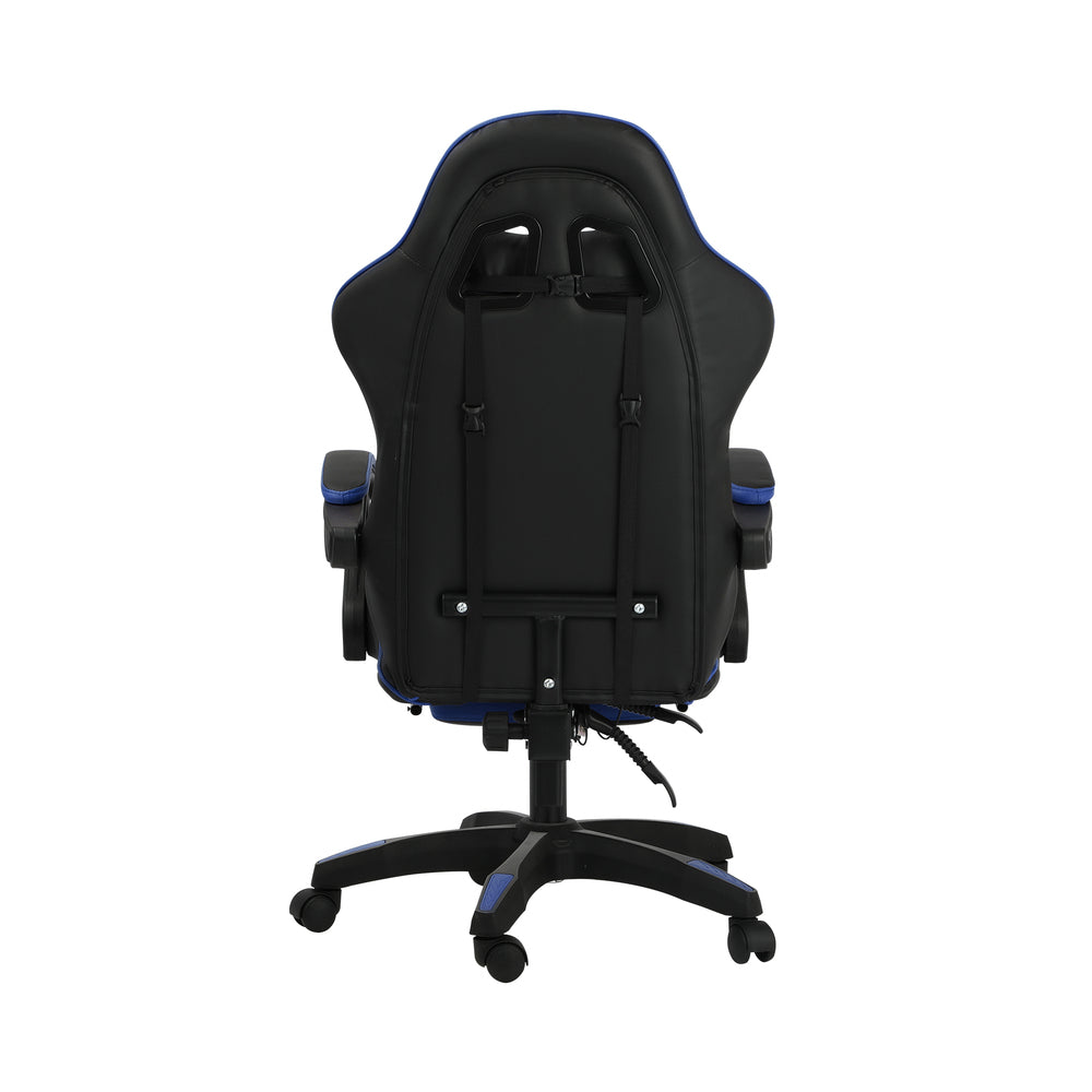 Oikiture Gaming Chair with Footrest and Massage Pillow Black&Blue