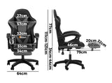 Oikiture Gaming Chair with Footrest and Massage Pillow Black&Grey - Close-Up Angle