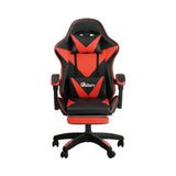 Oikiture Gaming Chair with Footrest and Massage Pillow Black&Red - Rear View