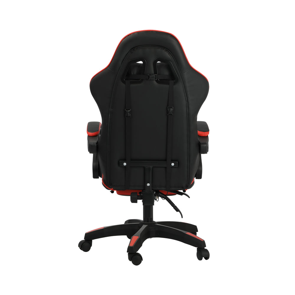 Oikiture Gaming Chair with Footrest and Massage Pillow Black&Red