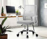 Oikiture Mesh Office Chair Executive Computer Seat White - 45-Degree Angle