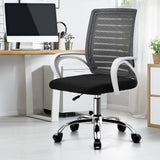 Oikiture Mesh Office Chair Breathable Backrest White & Black - Front View