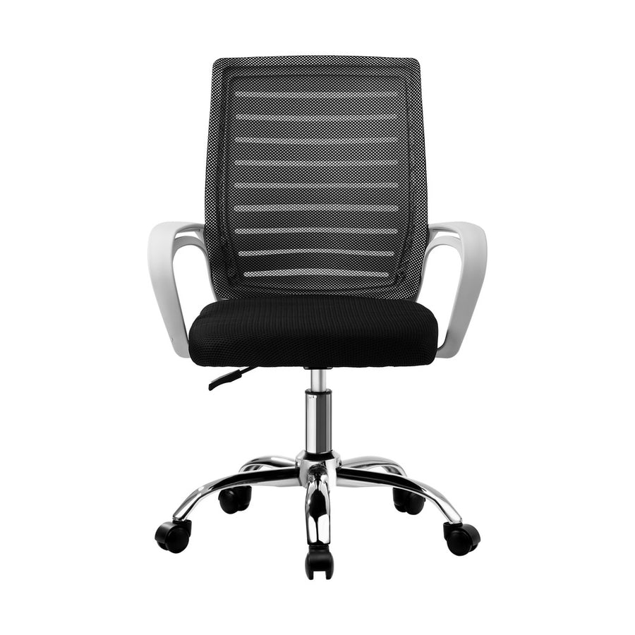 Oikiture Mesh Office Chair Breathable Backrest White & Black