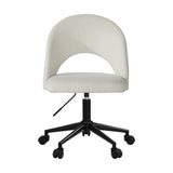 Oikiture High Back Hollow Armless Office Chair Boucle White&Black