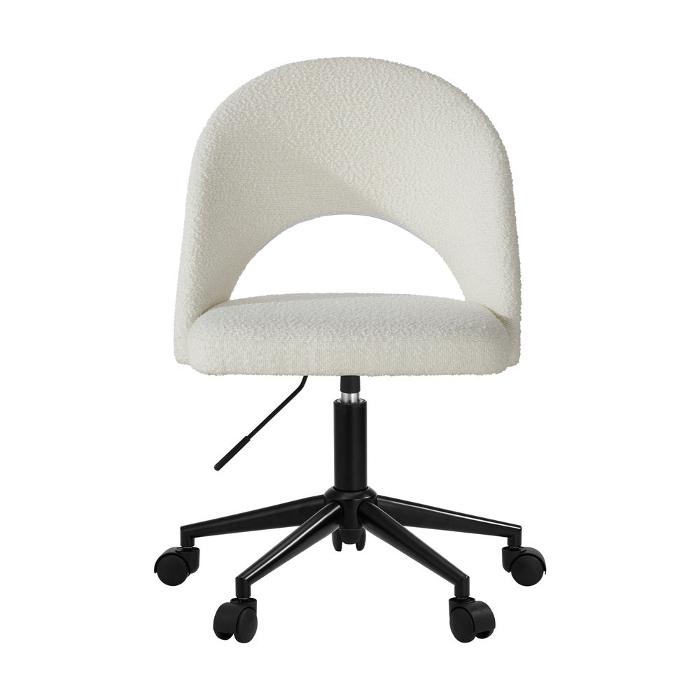 Oikiture High Back Hollow Armless Office Chair Boucle White&Black
