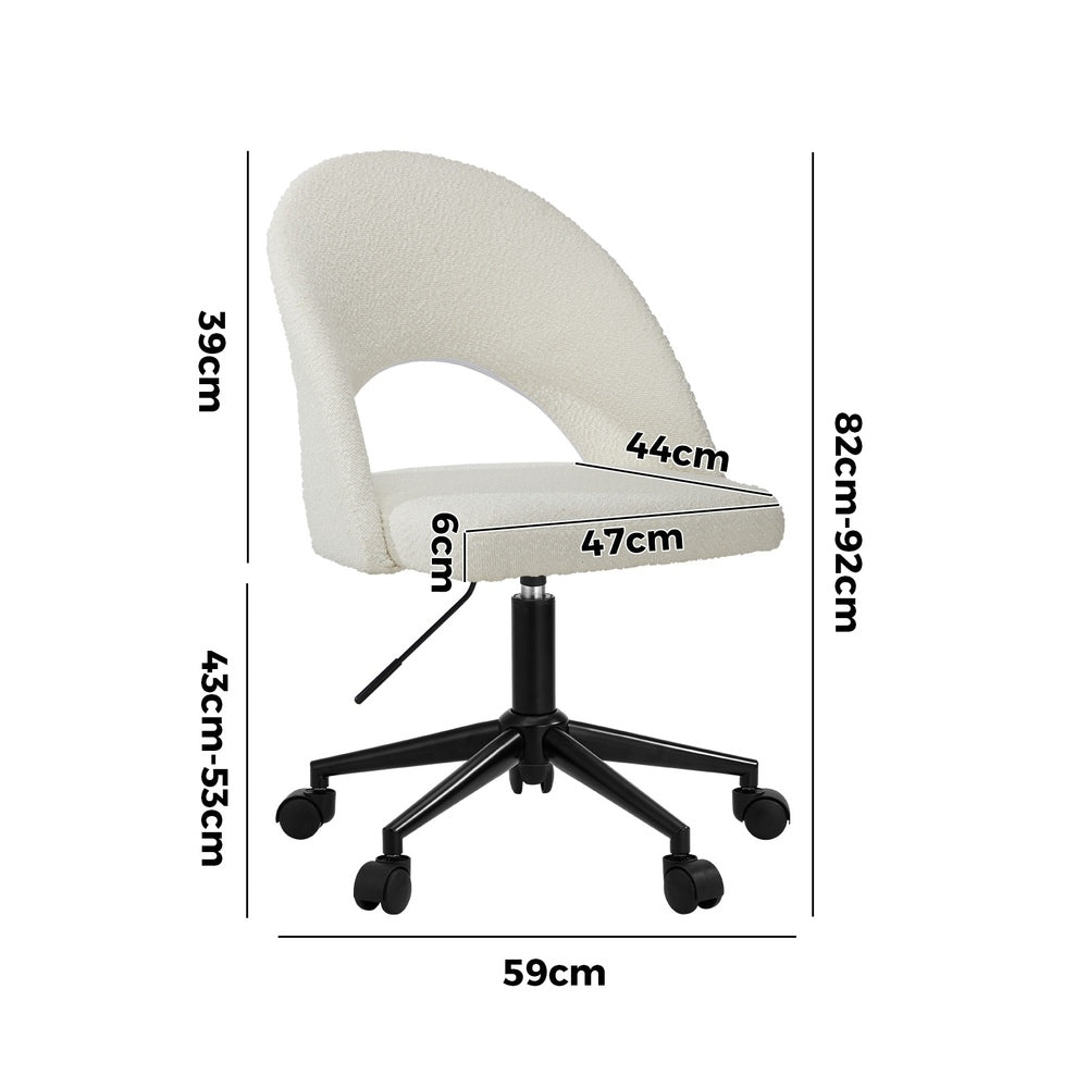 Oikiture High Back Hollow Armless Office Chair Boucle White&Black
