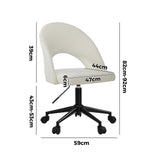 Oikiture High Back Hollow Armless Office Chair Boucle White&Black - Front View