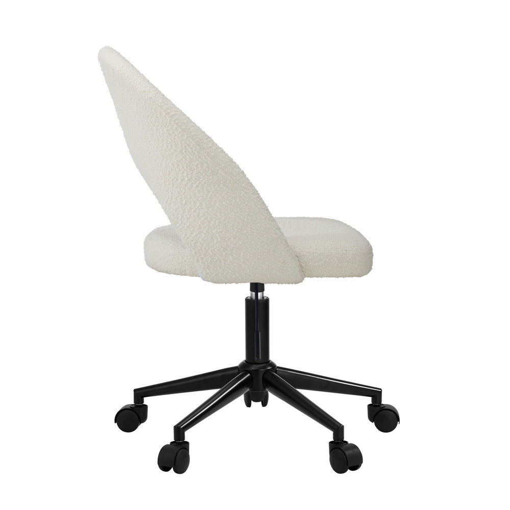 Oikiture High Back Hollow Armless Office Chair Boucle White&Black
