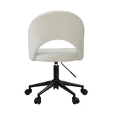 Oikiture High Back Hollow Armless Office Chair Boucle White&Black