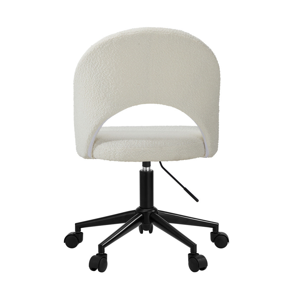 Oikiture High Back Hollow Armless Office Chair Boucle White&Black