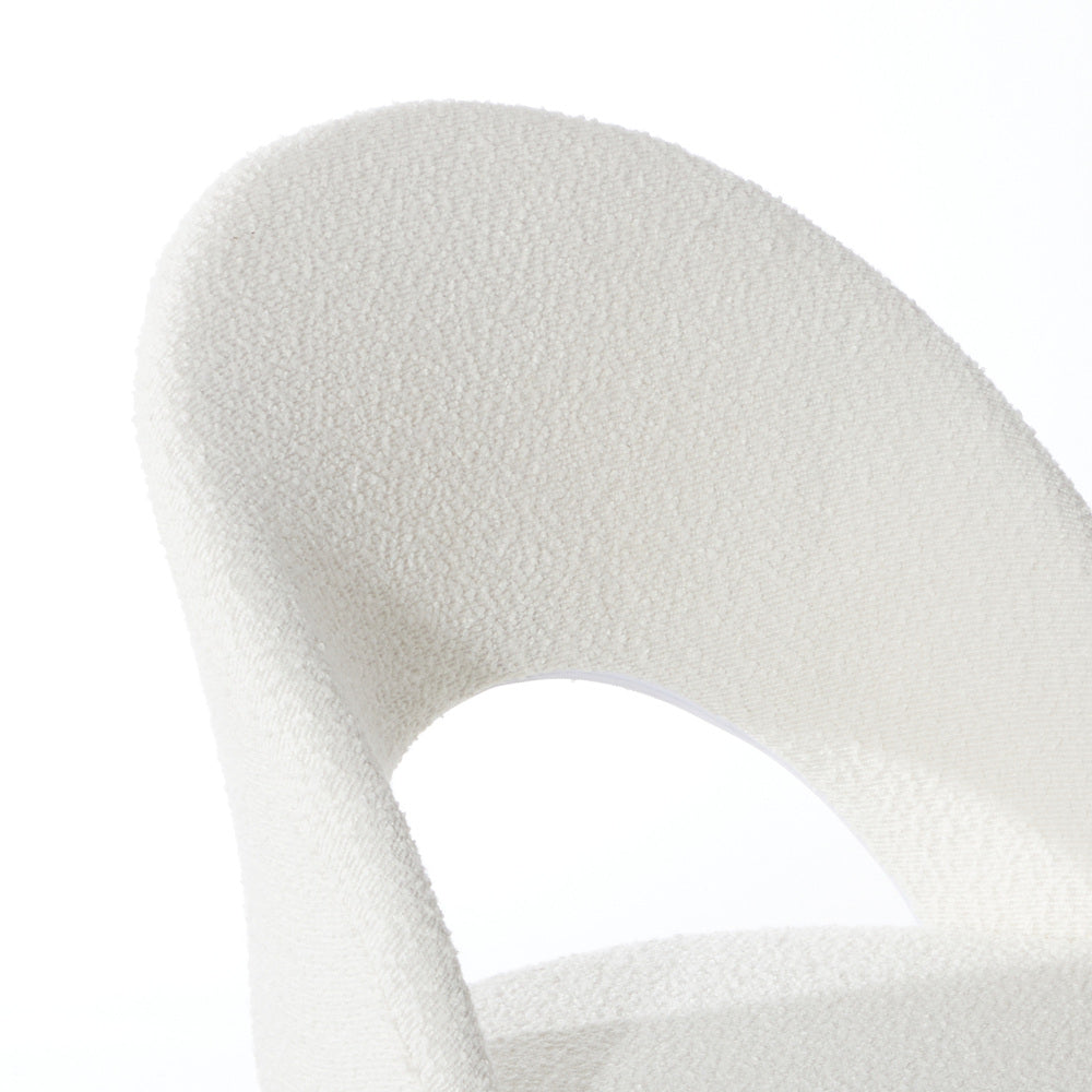 Oikiture High Back Hollow Armless Office Chair Boucle White&Black