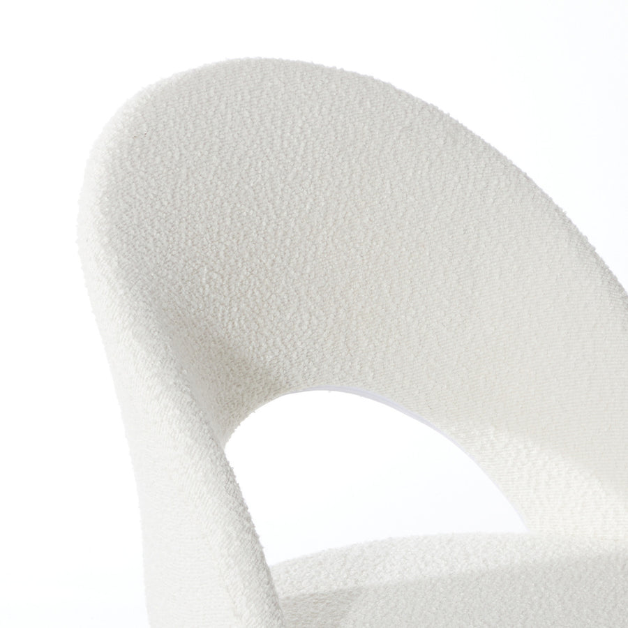 Oikiture High Back Hollow Armless Office Chair Boucle White&Black