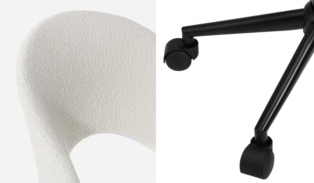 Oikiture High Back Hollow Armless Office Chair Boucle White&Black